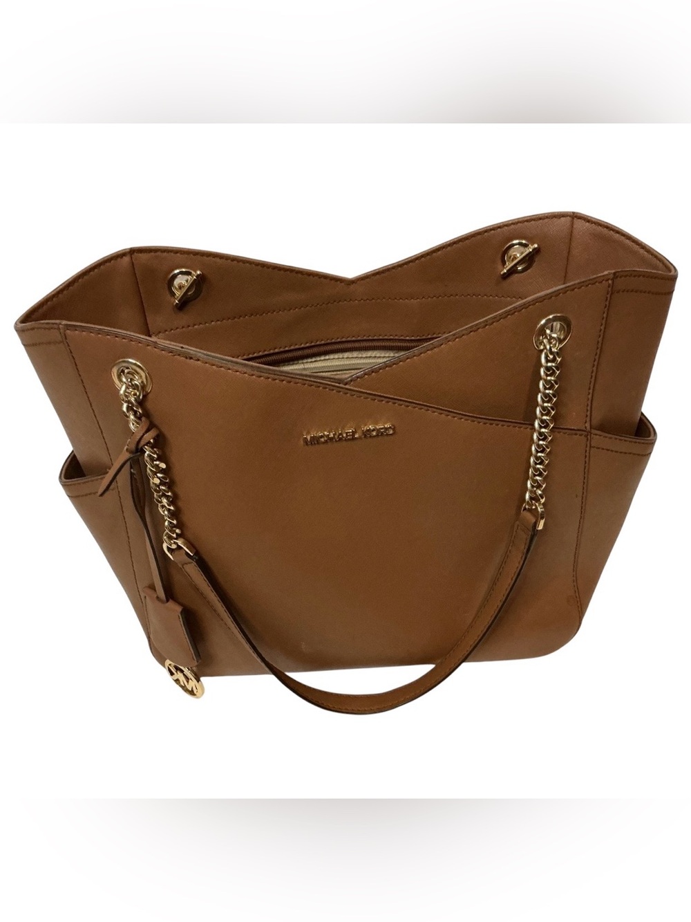 Michael Kors Jet Set Travel Large Chain Shoulder Tote Luggage Saffiano Leather